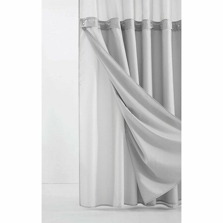 Homeroots 72 x 70 x 1 in. Silver Modern Grid Shower Curtain & Liner Set 399755